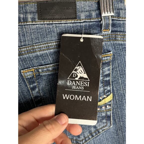 Danesi Flare Jeans Dark Wash Rhinestone Size 11/12 Mid Rise Bedazzled - Picture 7 of 11